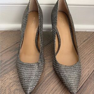 Michael Kors Textured Black and Silver Heels